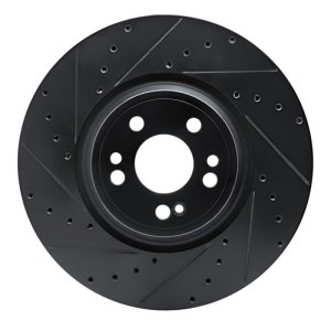 Mercedes-Benz GLE350 Brake Rotor (1) - Front Left - R1 Concepts - Drilled & Slotted - Black - `20-`25